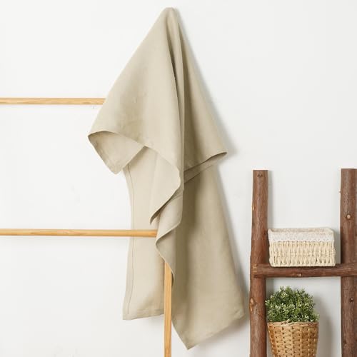 100% Linen Thick Bath Towels with Hanging Loop, 30 X 51 Inch Linen Beach Towel Luxury Lightweight Travel Bath Towel - Soft Dry Hair Towel for Bathroom Saunac Pool,Dark Apricot - color: Dark Apricot, size: Bath Towel