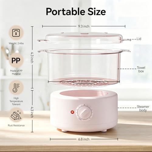 Mini Hot Towel Warmer - 1 min Steam & 60℃ in 20mins, Towel Steamer for Facials/Barber/Massage, Portable 2.4lbs Small Heater for Home Spa/Bathroom/Light Salon Use (Pink-X-Small) - color: Pink