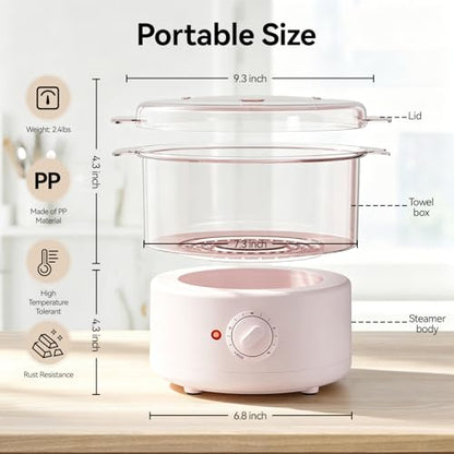Mini Hot Towel Warmer - 1 min Steam & 60℃ in 20mins, Towel Steamer for Facials/Barber/Massage, Portable 2.4lbs Small Heater for Home Spa/Bathroom/Light Salon Use (Pink-X-Small) - color: Pink