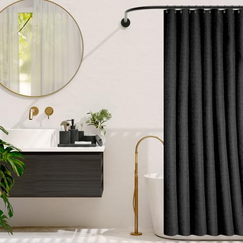 Clara Clark Coal Black Bathroom Set - Bathroom Sets with Shower Curtain and Rugs, 21PC Bathroom Accessory Set, Shower Curtain Set with Soap Dispenser & Toothbrush Holder - color: Coal Black, size: Complete Set + Bath Rugs