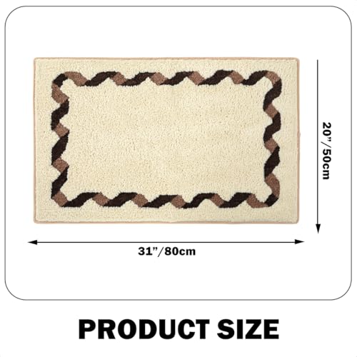Rugs Non-Slip Washable, Extra Soft Absorbent Bath Rug, Machine Washable Bathroom Mat, Thick Bath Mat for Tub, Shower, Bathroom, Beige, 20"x31" - color: Beige