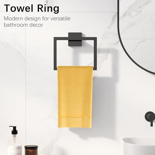 Bathroom Hardware Accessories Set, 10 Piece Towel Bar Set, Matte Black | Black Bathroom Hardware Set Stainless Steel, Towel Racks for Bathroom Wall Mounted Towel Holder Set,16 inch - size: 16 Inch