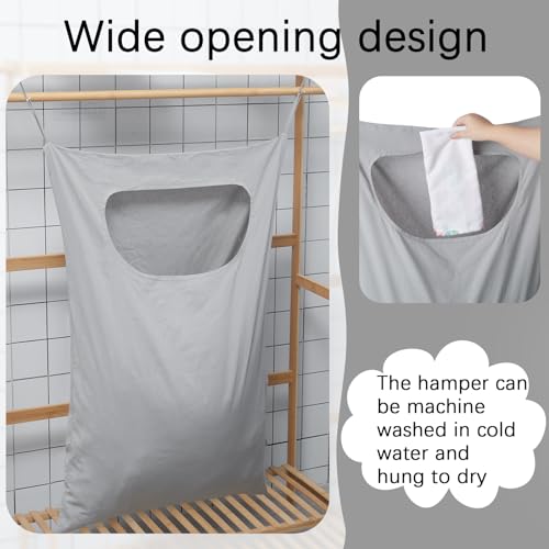 2 Pcs Large Hanging Laundry Hamper Bag 28 x 35 in Over The Door Hamper Space Saving Hanging Laundry Bag Basket with Hooks for Wall Dirty Clothes Storage RV Room, 2 Color