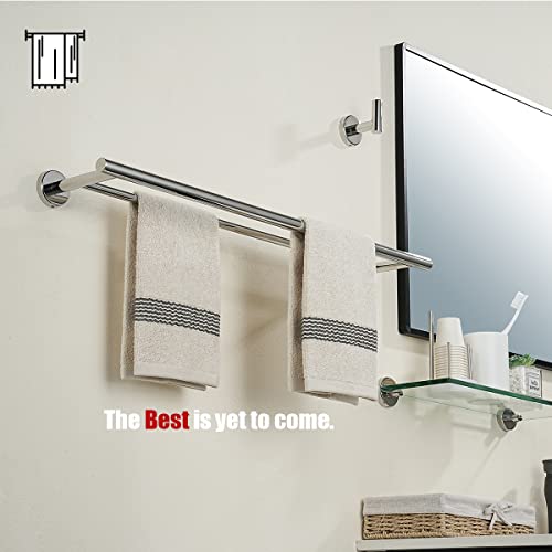 JQK Chrome Towel Bar, 24 Inch 304 Stainless Steel Thicken 0.8mm Double Bath Towel Rack for Bathroom, Towel Holder Polished Chrome Wall Mount, Total Length 27.16 Inch, TB100L24-CH - color: Polished Chrome, size: 27 Inch