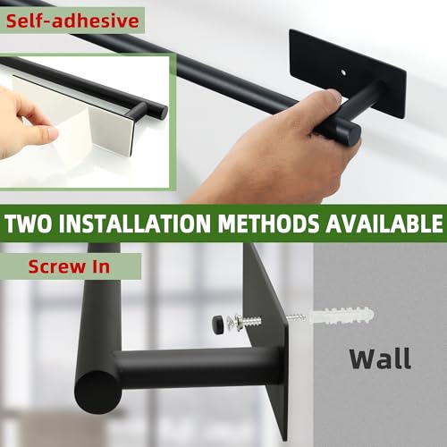 Alise Towel Bars for Bathroom,24'' Towel Holder Towel Racks for Bathroom,SUS304 Stainless Steel Bathroom Towel Holder Self-Adhesive or Wall Mounted Drilling,Matte Black Towel Hanger for Bathroom - size: 24 Inch