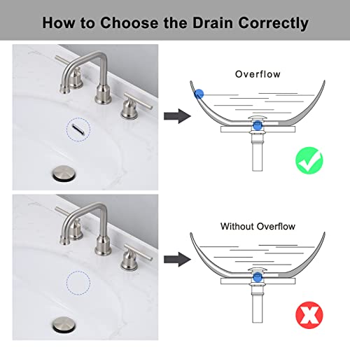 Bathroom Sink Stopper, Pop Up Drain Stopper for Bathroom Sink with Overflow, Built-in Anti-Clogging Strainer, Brushed Nickel - color: Brushed Nickel, style: Style A: pop up drain