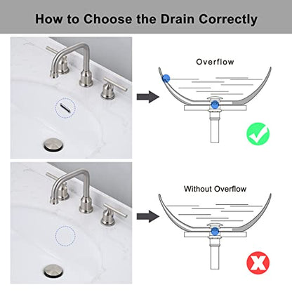 Bathroom Sink Stopper, Pop Up Drain Stopper for Bathroom Sink with Overflow, Built-in Anti-Clogging Strainer, Brushed Nickel - color: Brushed Nickel, style: Style A: pop up drain