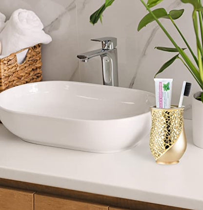 Zahari Home Sinatra Bath Tooth Brush Holder Modern Tooth Brush and Toothpaste Holder, Champagne - color: Champange, size: 4.25" x 3" x 3" Tooth Brush Holder