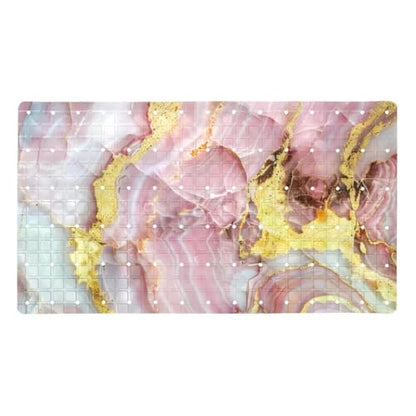 Bathtub Mat Non Slip 26.8x15.1 Inch, Pink Marble Shower Mat with Suction Cups and Drain Holes, Machine Washable Shower Mats for Inside Shower - color: Multi 9
