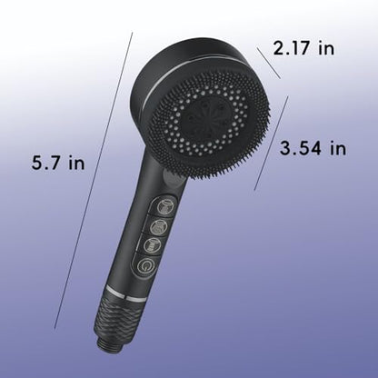 High Pressure Filtered Detachable Shower Head with Handheld Matte Black | 4 Detachable Spray Modes and ON/OFF Pause Switch Detachable Filtered Showerhead ABS Rust-Resistant Material