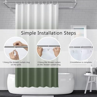 Ombre Green Stall RV Shower Curtain with Hooks 36x72inches | Machine Washable Waterproof, Modern Solid Boho Gradient, Bathroom Dorm Hotel Room Divider, Easy to Install, Window Curtain - color: Grey Green, size: 36"W x 72"L (Pack of 1)