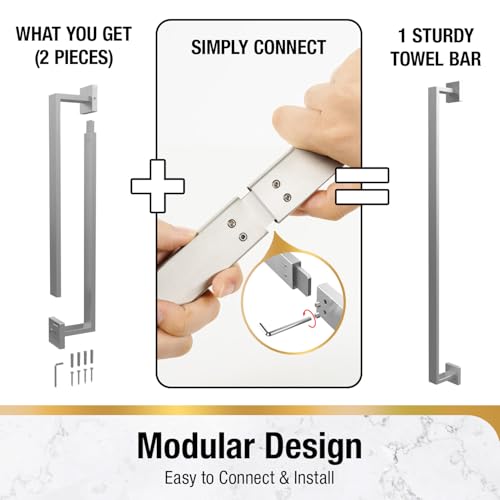 HITSLAM Bath Towel Bar, 30 Inch Towel Rack for Bathroom Wall Mounted, 2-Section Easy Assembly Design, SUS304 Stainless Steel Towel Holder, Brushed Nickel - color: Brushed Nickel, size: 30 Inch (Total Length 31.6 Inch)