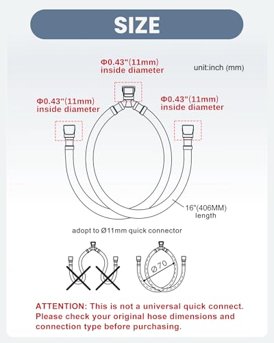 Quick Connect Faucet Hose Replacement, 16 Inch Hot & Cold Water Supply Lines for Widespread Faucet, Bathroom 3 Holes Faucet Water Mixer Line with Fast Lock - size: 16 Inch