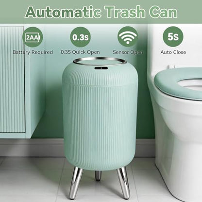Procade Blue Bathroom Trash Can with Lid,Small Automatic Touchless Trashcan | 3 Gal Motion Sensor Trash can with Legs,Mini Auto Garbage Can,Smart Plastic Waste Basket for Bedroom,Kitchen,Dorm,rv,Office - color: Blue