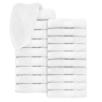 100% Cotton Washcloths 12x12 Inches, 600 GSM, Soft & Absorbent, Durable, Set of 20, White - color: White, size: Washcloth Set of 20