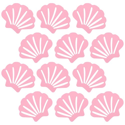 Qianyu 12 Non Slip Bathtub Stickers Original Safety Adhesive Decals Treads for Adults Bath Tub Shower Stairs Ladders Boats Shell Shaped (Pink)