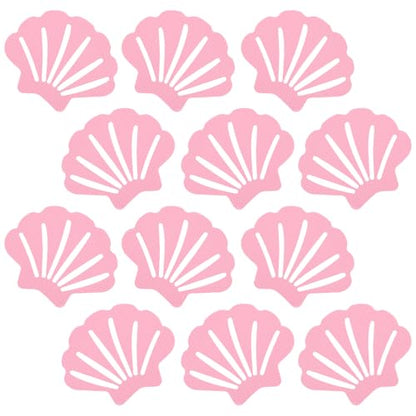 Qianyu 12 Non Slip Bathtub Stickers Original Safety Adhesive Decals Treads for Adults Bath Tub Shower Stairs Ladders Boats Shell Shaped (Pink)