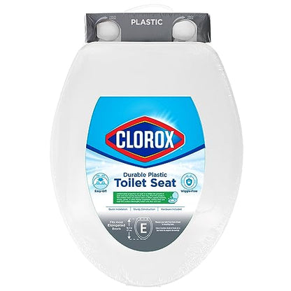 Clorox Elongated Plastic Toilet Seat with Easy-Off Hinges, Wiggle-Free - style: Elongated Plastic