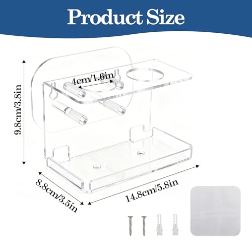 Electric Toothbrush Holder Wall Mounted,Acrylic Tooth Brush Holder for Bathroom, Electric Toothbrush Organizer with Cable Organizer for Shower,Clear