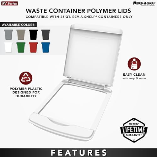 Rev-A-Shelf 35 Qt Under Sink Garbage Can Lid for Base Kitchen and Bathroom Cabinet, Replacement Plastic Trash Bin Lid Only, Silver, RV-35-LID-17-1 - color: Silver, size: 35 QT