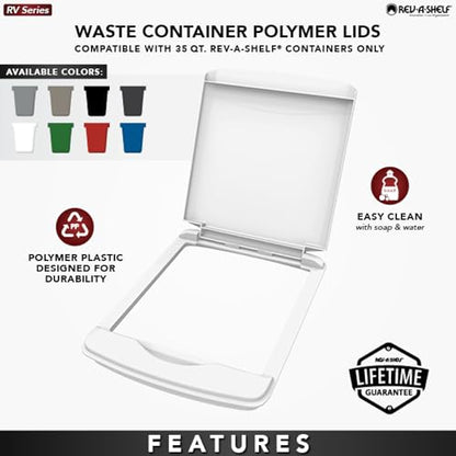 Rev-A-Shelf 35 Qt Under Sink Garbage Can Lid for Base Kitchen and Bathroom Cabinet, Replacement Plastic Trash Bin Lid Only, Silver, RV-35-LID-17-1 - color: Silver, size: 35 QT
