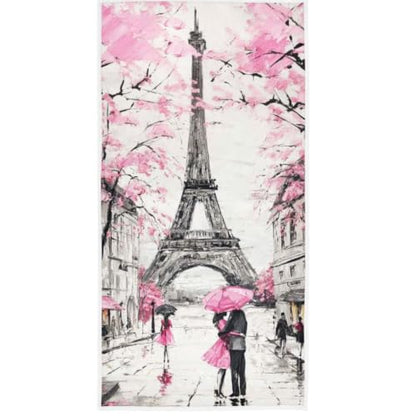 Naanle Beautiful Street View of Paris Eiffel Tower Painting Print Soft Guest Hand Towels Multipurpose for Bathroom, Hotel, Gym and Spa (16" x 30",Pink) - color: Eiffel Tower