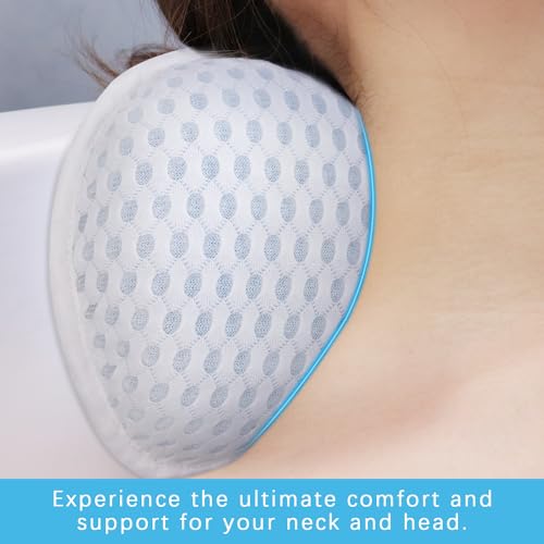 Bathtub Bath Pillows for Tub - Bathtub Pillow for Neck & Back Support with Ergonomic TPE, 4D Mesh Upgraded Bath Tub Pillow Headrest with 3 Strong Suction Cups & Hook, Bathroom Accessories, Spa Gifts - size: Small White