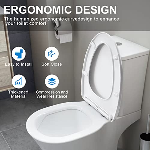YNR Toilet Seat with Slow Close Hinges, Standard Elongated Toilet Seat with Non-slip Seat Bumpers, Easy to Install & Clean, Heavy Duty PP Material, Fits All Toilet Brands (Y7) - color: Y7