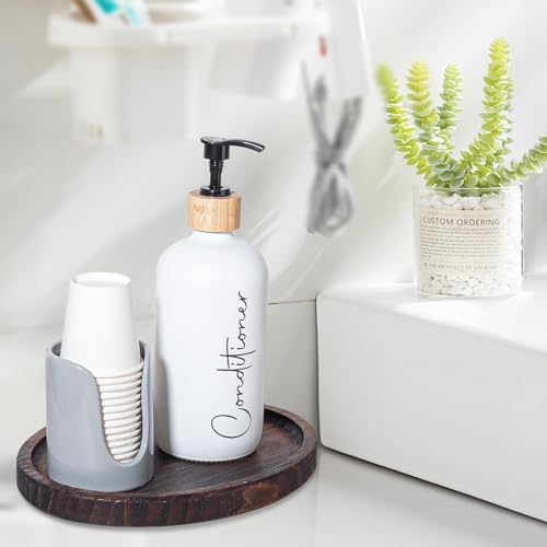 Ceramic Bathroom Cup Dispenser, Fits 3–4 Oz Cups, 1 Pack, Grey | Small Countertop Cup Holder for Mouthwash & Rinsing – Non-Slip Base, Easy-Access Design, Kitchen & Bathroom Ready - color: Grey, size: 1 Pack