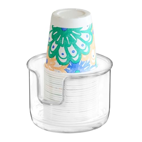 Youngever 2 Pack Plastic Disposable Paper Cup Dispenser, Small Plastic Dispenser Cup Holder (Clear)