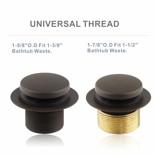 HIDROP Oil Rubbed Bronze Tub Drain Assembly Kit, 2-Hole Overflow Faceplate | Tip Toe Tub Trim Set, 304 Stainless Steel and Brass Bathtub Drain,Universal Fine/Coarse Thread fit 1-3/8" or 1-1/2" Tub Drain - color: Bronze, style: 2 Holes
