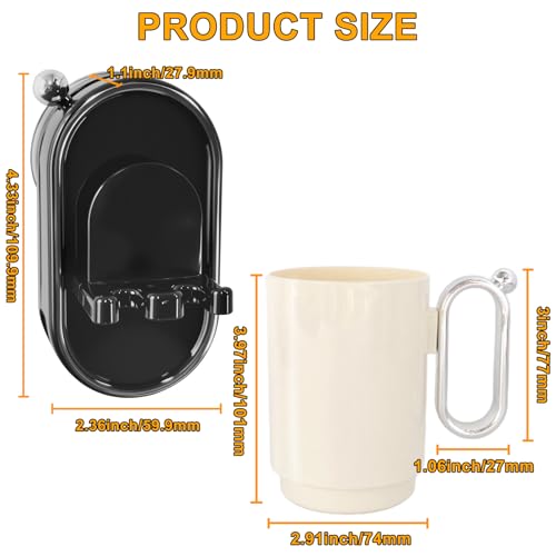 Toothbrush Holder Wall Mounted with Toothpaste Holder & Detachable Cup - Removable Suction Cup in Bathroom Sink, Shower - Space Saving, Ventilation Design for Family, Renters - color: Black-1 Cup