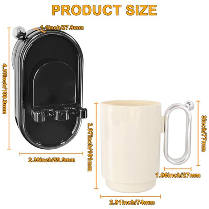 Toothbrush Holder Wall Mounted with Toothpaste Holder & Detachable Cup - Removable Suction Cup in Bathroom Sink, Shower - Space Saving, Ventilation Design for Family, Renters - color: Black-1 Cup