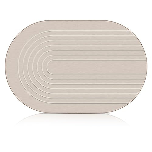 Elfcool Stone Bath Mat Diatomaceous Earth Shower Mat Non Slip Quick Dry Bath Stone Mat Super Absorbent Bathroom Floor Mat for Bathroom Kitchen Counter (Off White) - color: Off White