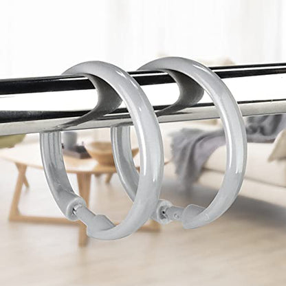 Shower Curtain Rings-12 Pack- Plastic Shower Curtain Hooks O-Shaped Rings Hook Glide Easily on Bathroom Shower Rod(Grey)