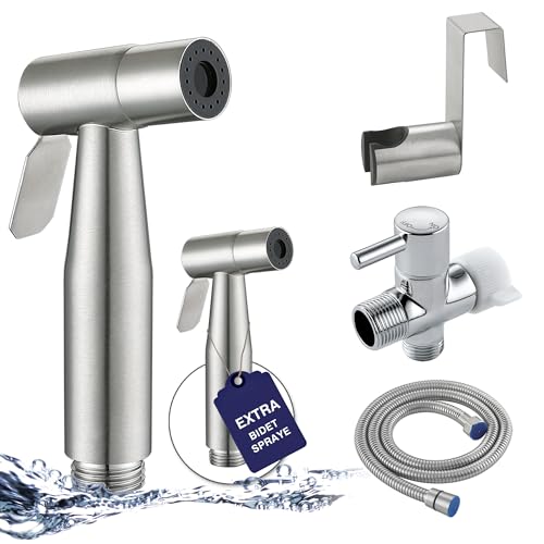 Premium Handheld Bidet Spray for Toilet | Adjustable Water Pressure | Leak-Proof Stainless Steel Toilet Bedit Sprayer | Muslim Shower | Cloth Diaper Washer Extra 1 Bidet Sprayer - color: Brushed Nickel, style: 2 Bidet Sprayer
