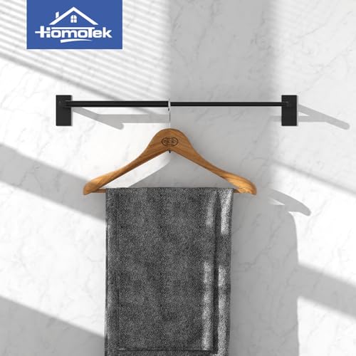 Adhesive Adjustable Towel Bar, HOMOTEK Economical Self Stick Towel Holders, Towel Rod Size from 12 Inch to 22 Inch Single Towel Racks, Towel Hanger Hook for Kitchen(1 Pack Matte Black) - color: Economical-self-adhesive-matte Black, size: 1 Pack