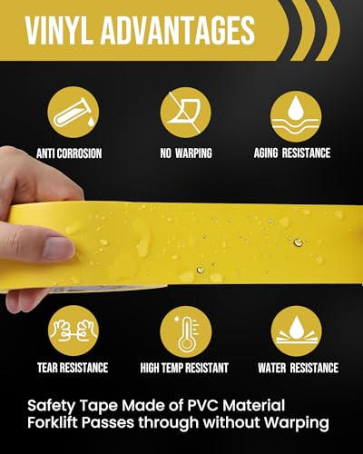 Lichamp 18 Rolls Vinyl Tape, Premium Safety Marking and Traffic Floor Marking Tape, Bundling, Social Distancing, 2 Inch x 36 Yards per Roll, 648 Total Yards, Yellow - color: Yellow