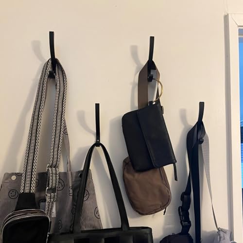 Coat Hooks for Wall, Heavy Duty Large Wall Hooks for Hanging Wall Mounted Metal Robe Hooks Utility Hooks for Coat, Scarf, Bag, Towel, Key, Cap, Cup, Hat (Black, 6 Pack)