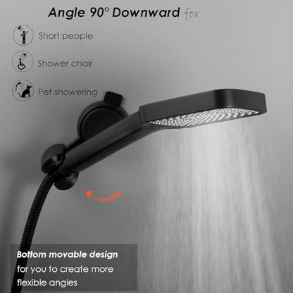 Suction Cup Hand held Shower Head Holder- Reusable - 5 Angles Adjustable - Bathroom Wall Mount Shower Wand Holder - Matte Black