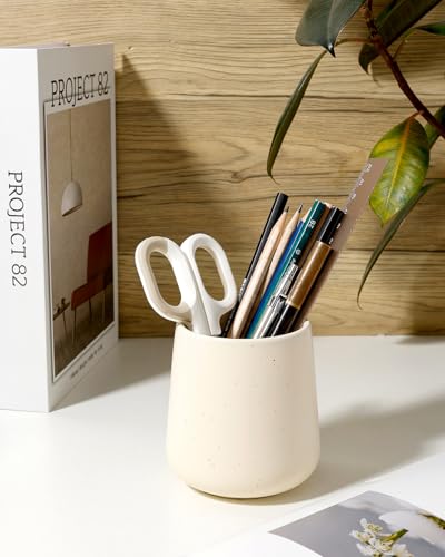 BosilunLife Ceramic Toothbrush Holder (Apricot, Rounded Base) - color: Apricot-rb, size: rounded base