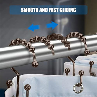 24er Pack Shower Curtain Hooks Rings, Rust Resistant Metal Double Glide Shower Hooks Rings for Bathroom Shower Rods Curtains, Stainless Steel Curtain Hooks (Brown) - color: Brown