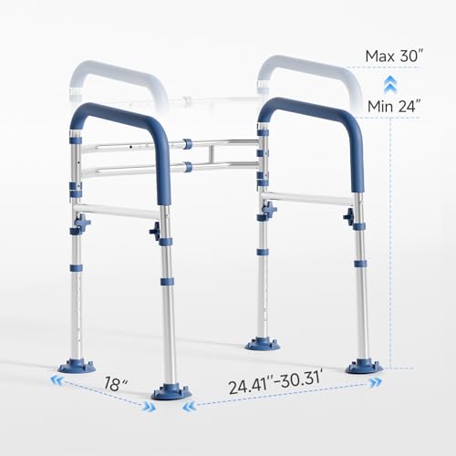 Toilet Safety Rails, Adjustable Bathroom Toilet Frame for Elderly and Handicap, Supports up to 350Lb
