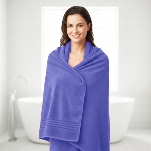 8 Piece Bath Towels for Bathroom - 100% Cotton, Soft Absorbent Bathroom Towels Set - 2 Extra Large Bath Towels, 2 Hand Towels & 4 Washcloths - Hotel Spa Thick Plush Towel, Purple - color: Purple (Pack of 8)