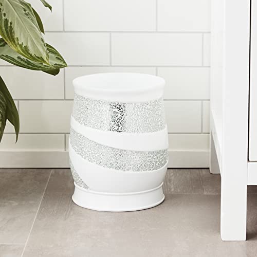 Popular Bath Sinatra Modern Bath Waste Basket Modern Classic Contemporary Decorative Beautiful Designs Bathroom Decor for Home Luxury Bath, White - size: Waste Basket