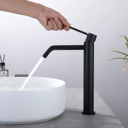 Black Vessel Sink Faucet with Drain Assembly and cUPC Supply Lines, JXMMP Stainless Steel Matte Black Faucets for Bathroom Sink, Tall Bathroom Faucet JXM1001BK - color: Black, size: Tall Faucet
