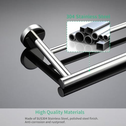 Miyili Double Towel Bar 30-Inch Stainless Steel Bathroom Towel Rack Holder Wall Mount Polished Finish - color: Polished, size: 30-Inch
