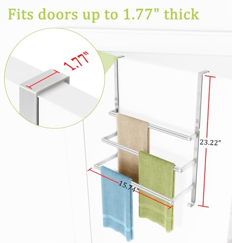 Over The Door Towel Racks for Bathroom, Over The Door Towel Rack, Towel Rack with Hooks for Door Hanging, Towel Bar Over The Door Towel Holder 16Inch, Brushed Nickel - size: 16 Inch