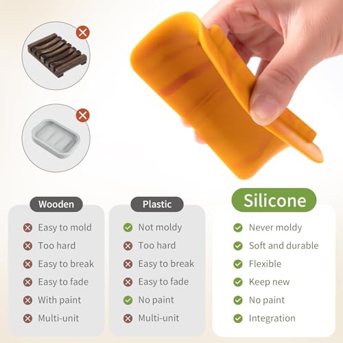LOYATRO Bar Soap Holder for Shower Silicone Soap Dish for Bathroom Sink Soap Saver Bathtub Self Draining Soap Tray(A-Green,1) - color: A-green