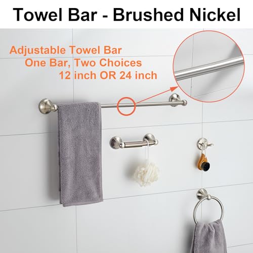 BGL Bathroom Accessory Set, Brushed Nickel Adjustable Expandable Towel Bar 4-Piece Bathroom Hardware Set Wall Mounted - color: Brushed Nickel